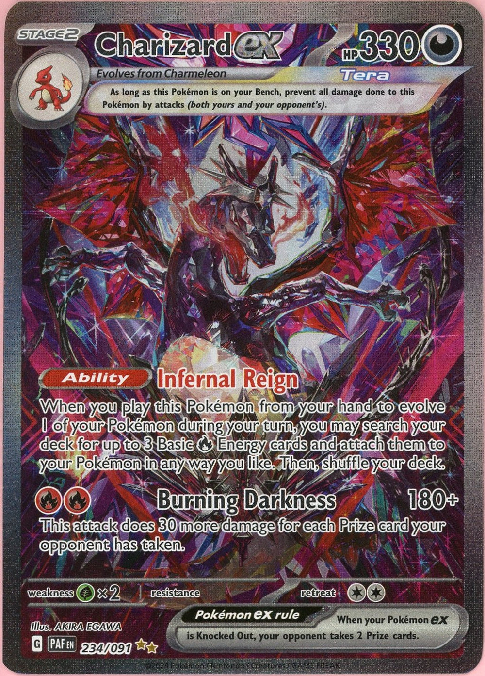 Pokemon Single: Charizard ex 234/91 Paldean Fates (2024) IR Holo NM