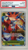 One Piece Graded: Monkey D. Luffy P-036 Pre-Release Winner PSA 10