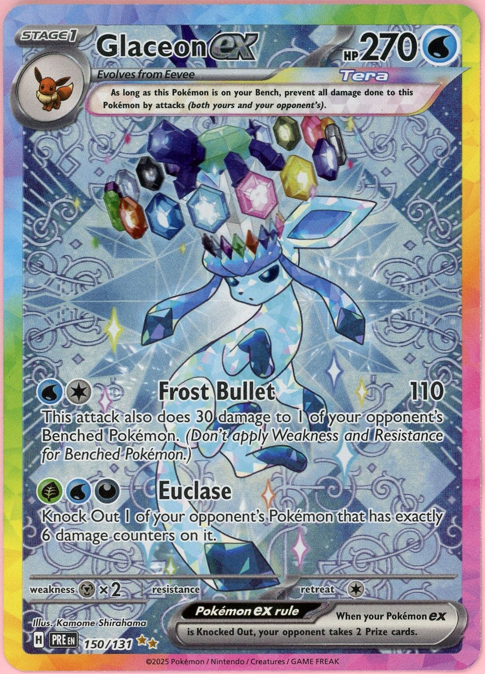 Pokemon Single: Glaceon 150/131 Prismatic Evolutions (2025) SIR NM