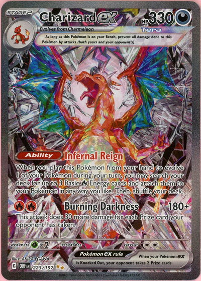 Pokemon Single: Charizard ex 223/197 Obsidian Flames (2023) SIR Holo MP