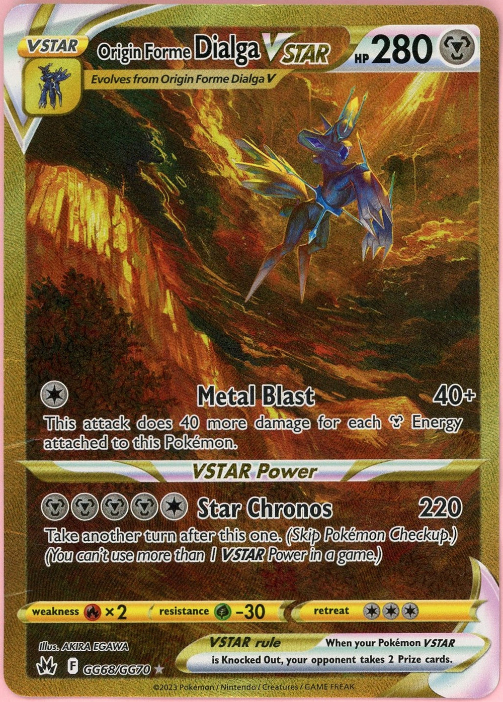 Pokemon Single: Origin Forme Dialga VSTAR GG68/GG70 Crown Zenith (2023) DMG