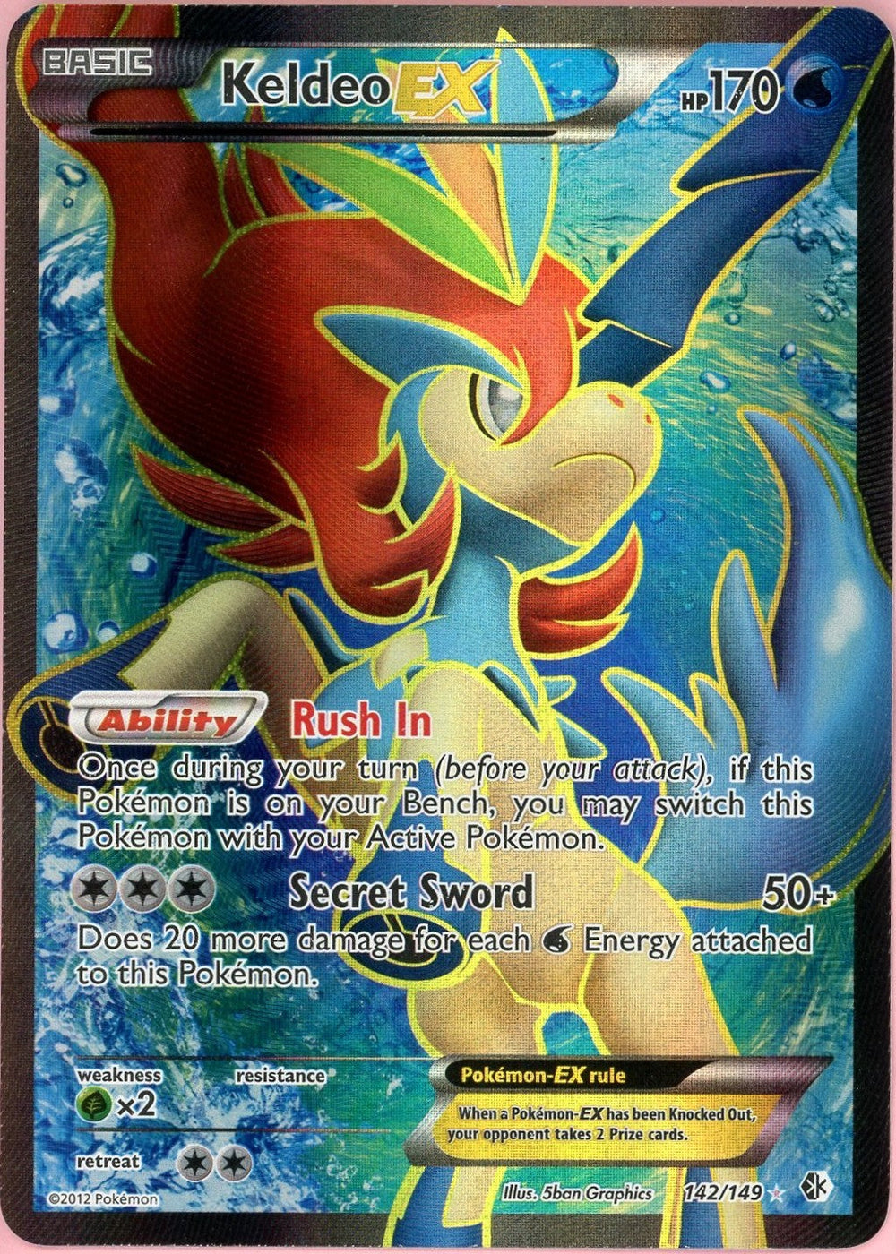 Pokemon Single: Keldeo EX 142/149 Boundaries Crossed (2012) Ultra Rare MP