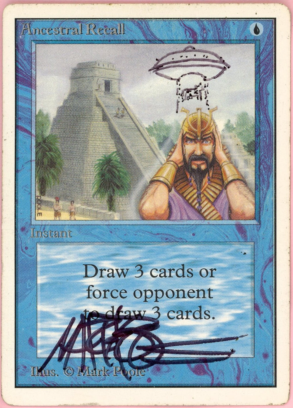 MTG Single: Ancestral Recall Unlimited Edition (1993) HP/Altered