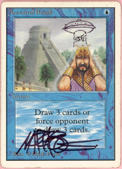 MTG Single: Ancestral Recall Unlimited Edition (1993) HP/Altered