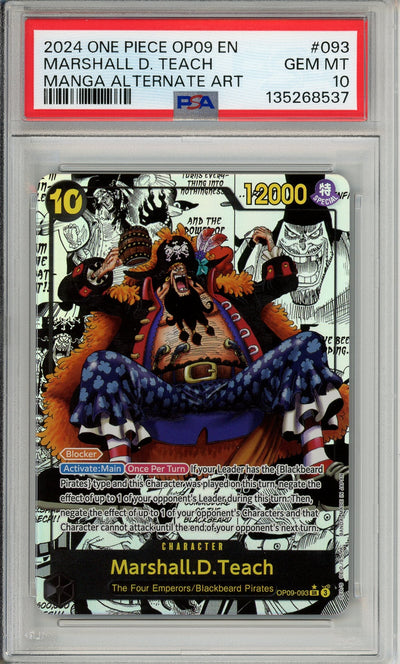 One Piece Graded: Marshall D. Teach Manga Alt Art OP09-093 Emperors in the New World PSA 10