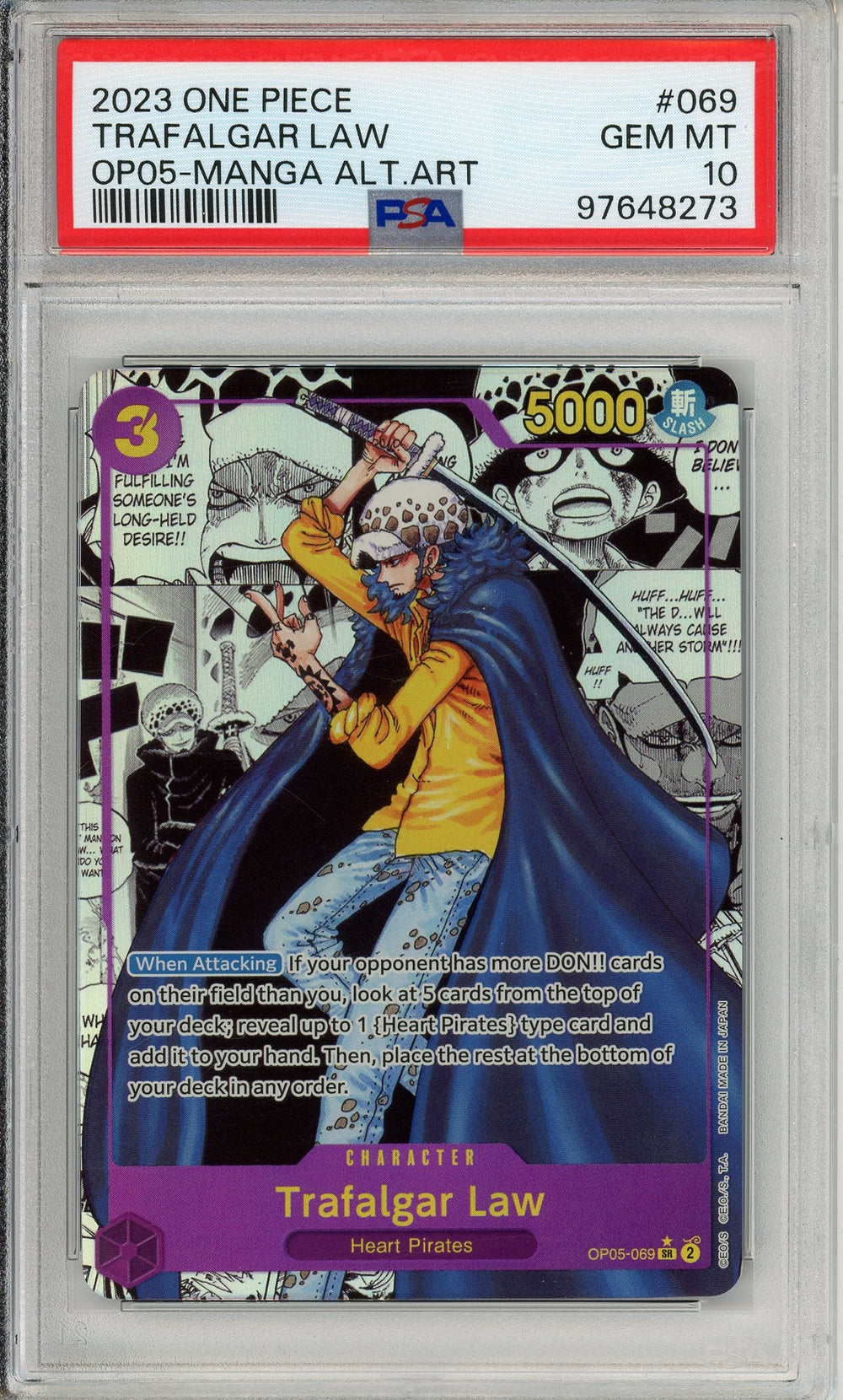 One Piece Graded: Trafalgar Law Manga Alt Art OP05-069 Premium Booster The Best PSA 10