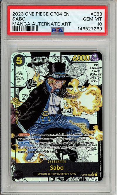 One Piece Graded: Sabo Manga Alt Art OP04-083 Kingdoms of Intrigue PSA 10