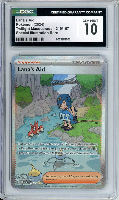 Pokemon Graded: Lana's Aid 219/167 Twilight Masquerade (2024) SIR Holo CGC 10
