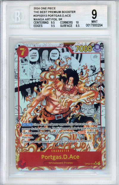 One Piece Graded: Portgas D. Ace Manga Alt Art OP02-013 The Best Beckett 9