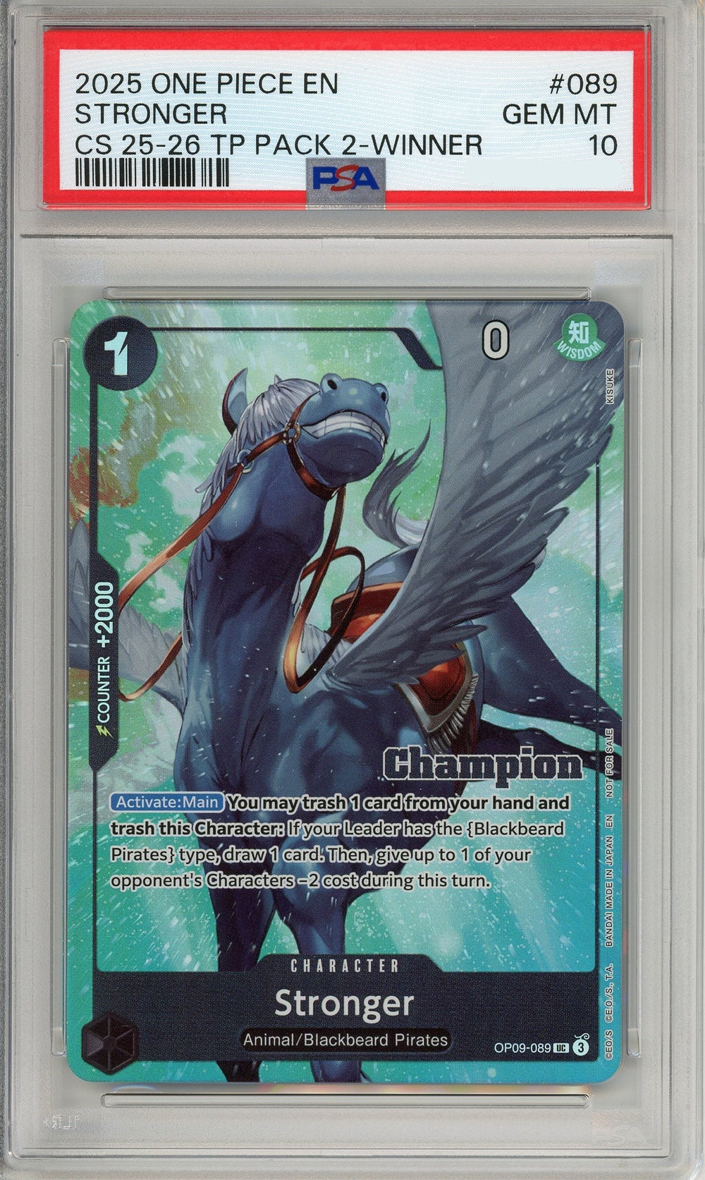 One Piece Graded: Stronger OP09-089 Championship 25-26 Winner PSA 10