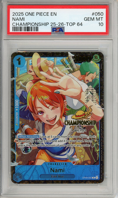 One Piece Graded: Nami OP09-050 Championship 25-26 Top 64 PSA 10