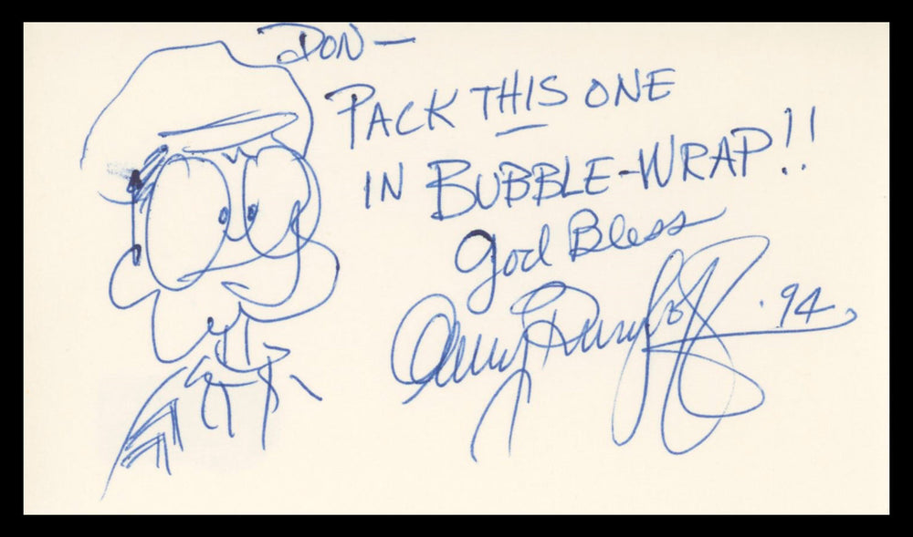 Gary Burghoff M*A*S*H Authentic Signed 3x5 Index Card w/ Sketch BAS #BV03320