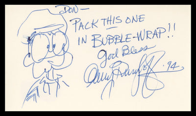 Gary Burghoff M*A*S*H Authentic Signed 3x5 Index Card w/ Sketch BAS #BV03320