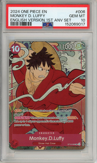 One Piece Graded: Monkey D. Luffy ST10-006 1st Anniversary Set PSA 10