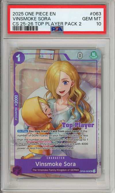 One Piece Graded: Vinsmoke Sora OP06-063 Championship 25-26 Top Player PSA 10