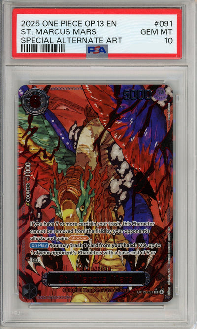 One Piece Graded: St. Marcus Mars OP13-091 Special Alternate Art PSA 10