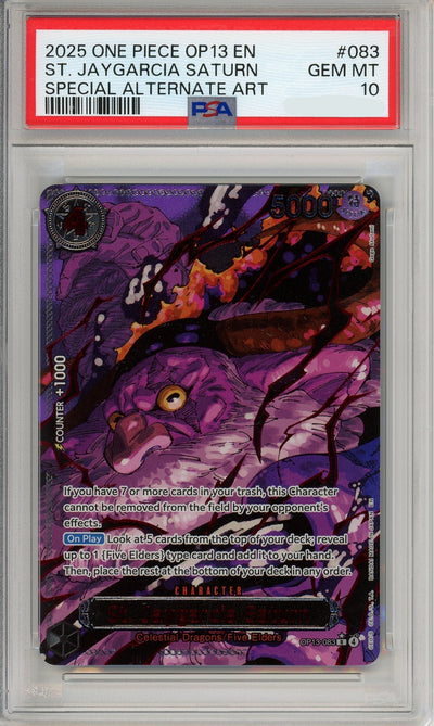 One Piece Graded: St. Jaygarcia Saturn OP13-083 Special Alternate Art PSA 10