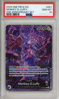 One Piece Graded: Monkey D. Luffy Leader OP09-061 2nd Anniversary Set PSA 10