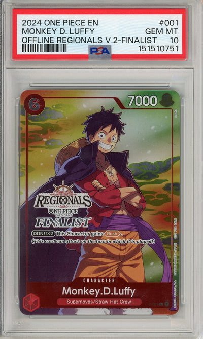 One Piece Graded: Monkey D. Luffy P-001 Offline Regionals V.2- Finalist PSA 10