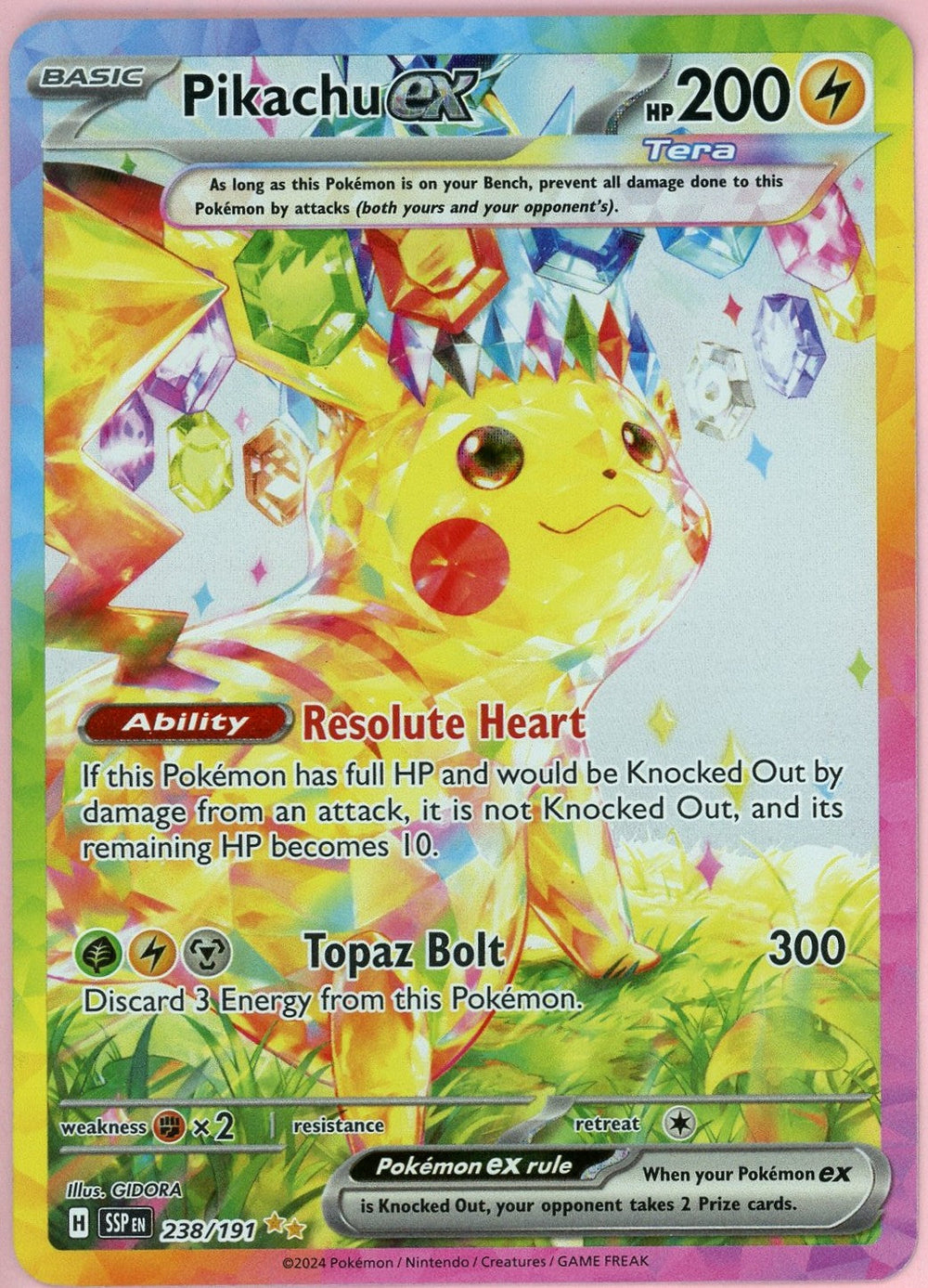 Pokemon Singles: Pikachu ex 238/191 Surging Sparks (2024) SIR NM