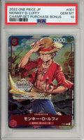 One Piece Graded: JP Monkey D. Luffy P-001 Champ Set Purchase Bonus PSA 10