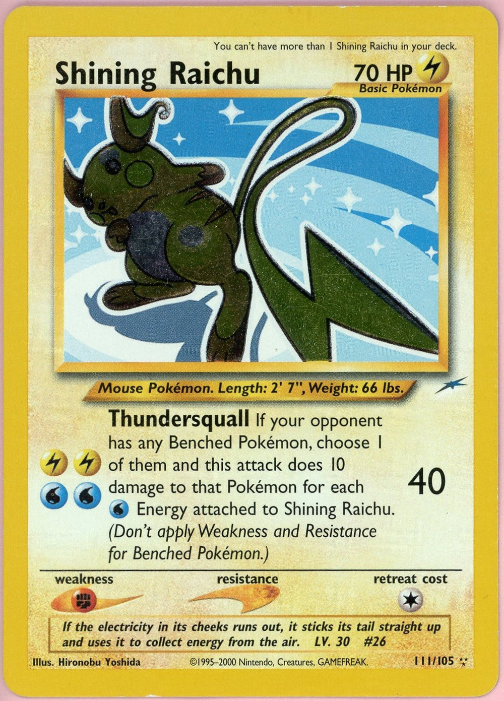 Pokemon Graded: Shining Raichu 111/105 Neo Destiny (2000) Holo LP