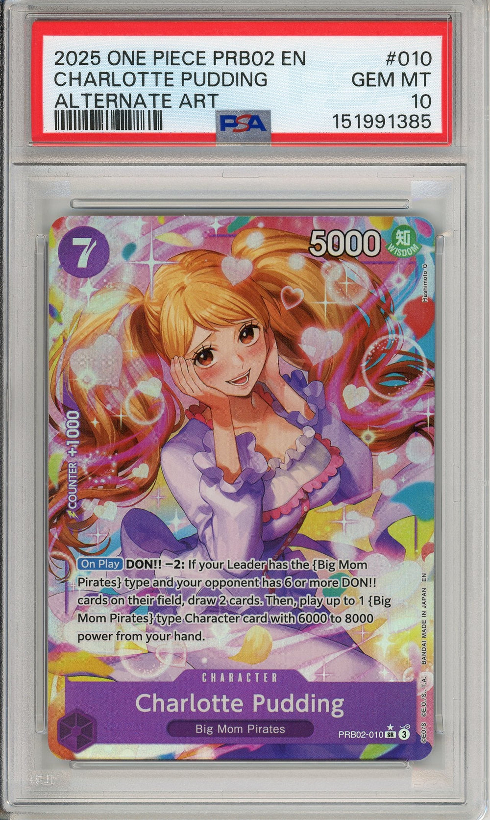 One Piece Graded: Charlotte Pudding PRB02-010 Alternate Art PSA 10