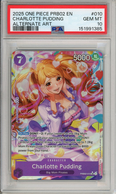One Piece Graded: Charlotte Pudding PRB02-010 Alternate Art PSA 10