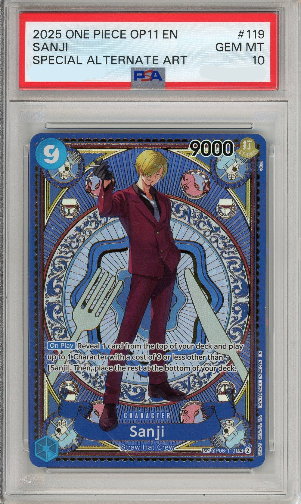 One Piece Graded: Sanji OP06-119 Special Alternate Art PSA 10