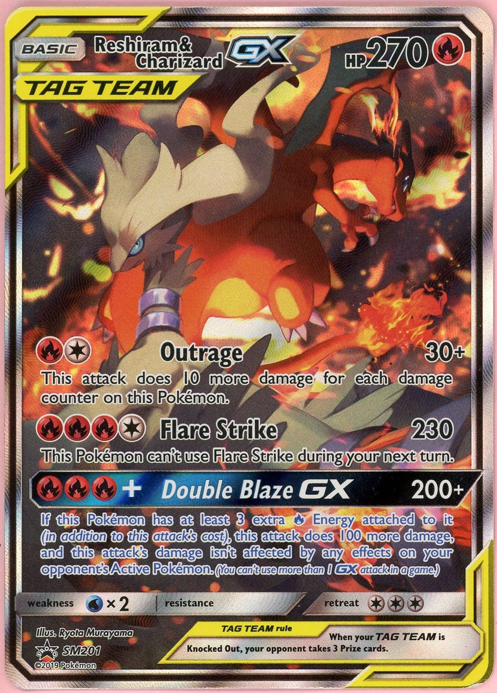 Pokemon Single: Reshiram & Charizard GX #SM201 Sun & Moon Promo (2019) LP