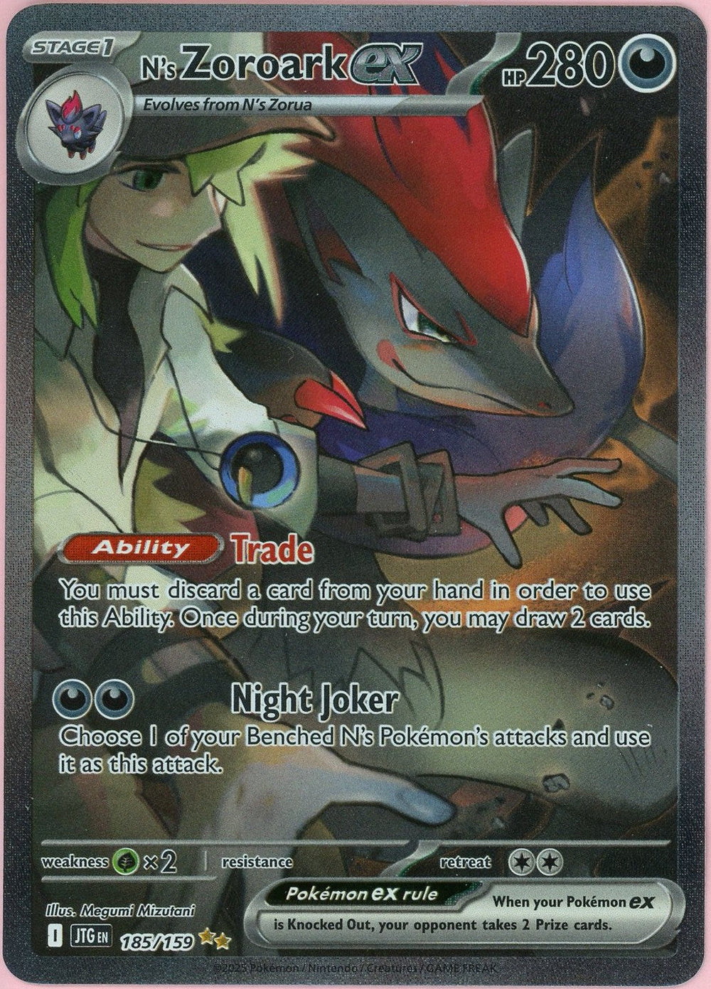 Pokemon Single: N's Zoroark ex 185/159 Journey Together (2025) SIR LP