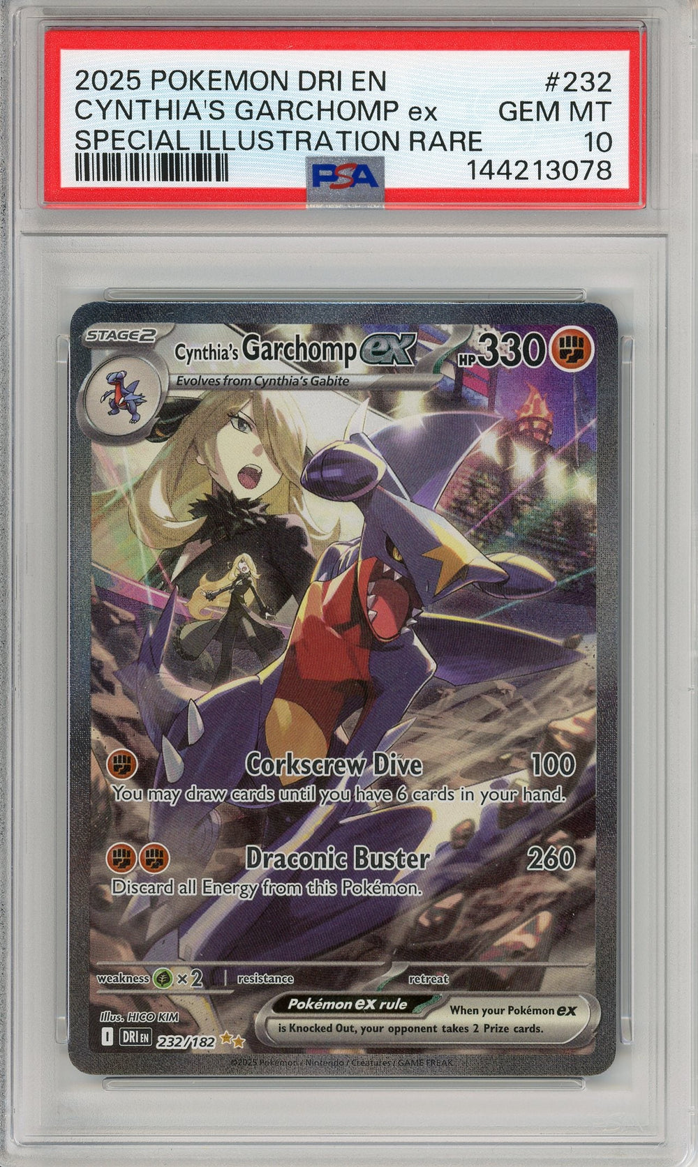 Pokemon Graded: Cynthia's Garchomp ex 232/182 Destined Rivals (2025) SIR PSA 10