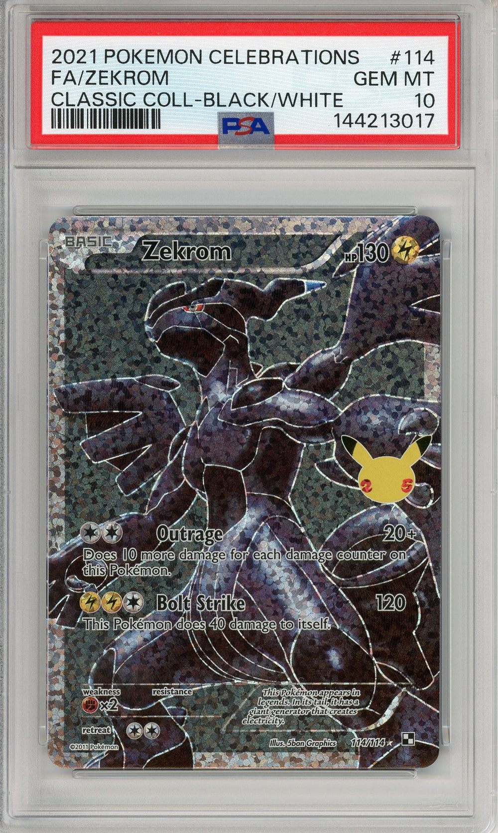 Pokemon Graded: Zekrom 114/114 Classic Collection Celebrations (2021) Full Art PSA 10