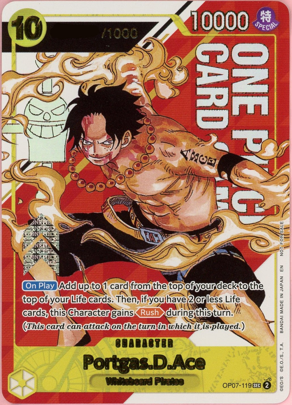 One Piece Single: Portgas D. Ace OP07-119 Serialized Top Prize LP
