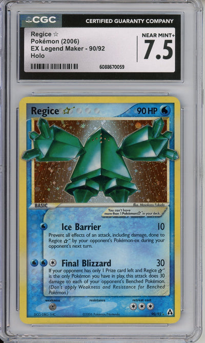 Pokemon Graded: Regice Gold Star 90/92 EX Legend Maker (2006) Holo CGC 7.5