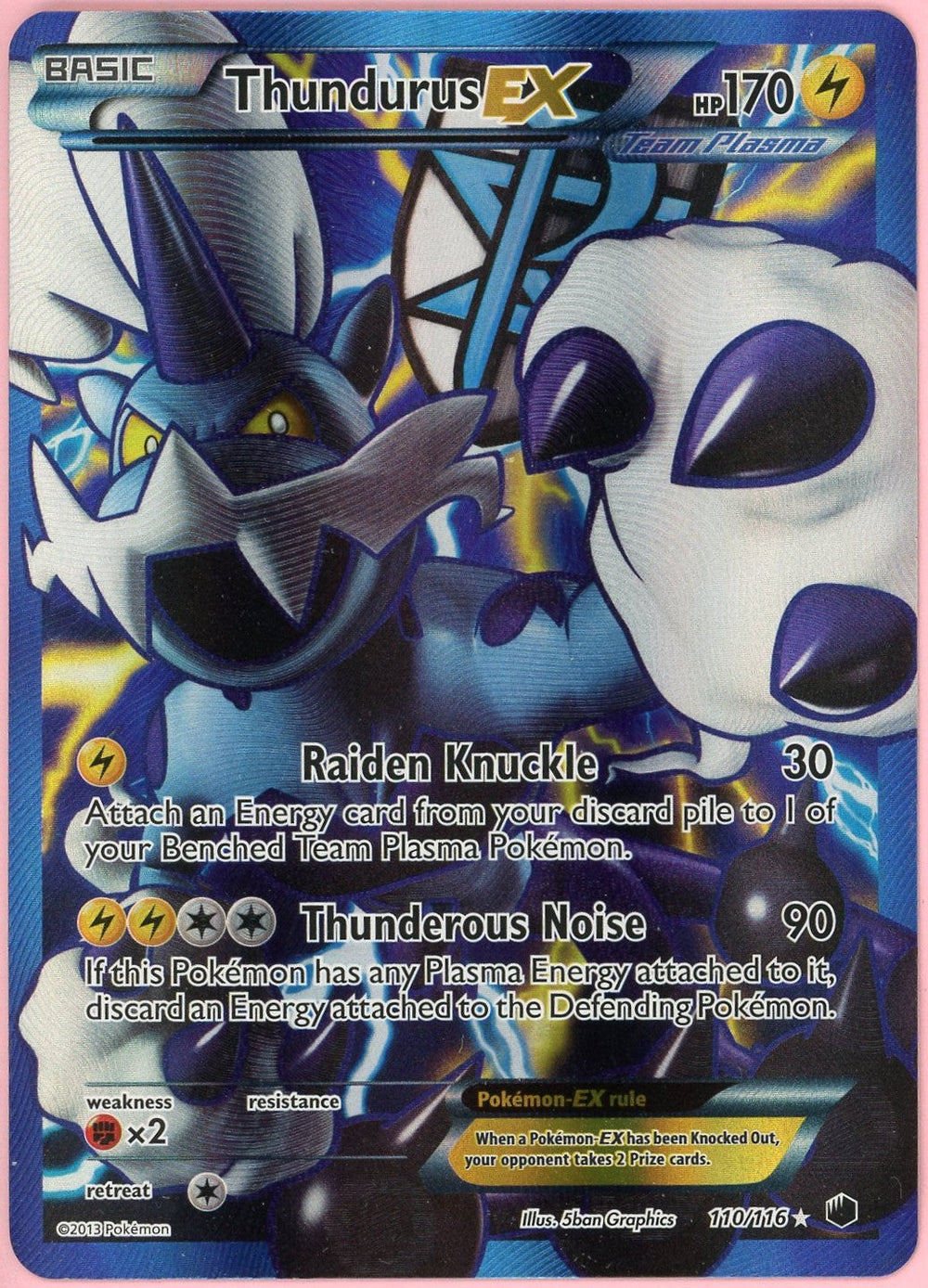 Pokemon Single: Thundurus EX 110/116 Plasma Freeze (2013) Full Art LP