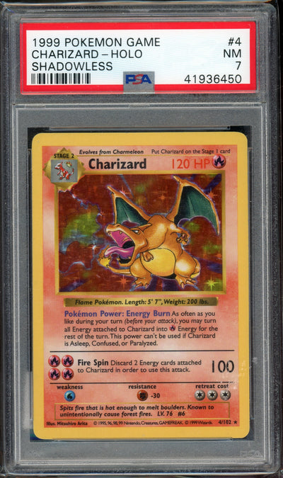 PSA 7 CHARIZARD-HOLO SHADOWLESS