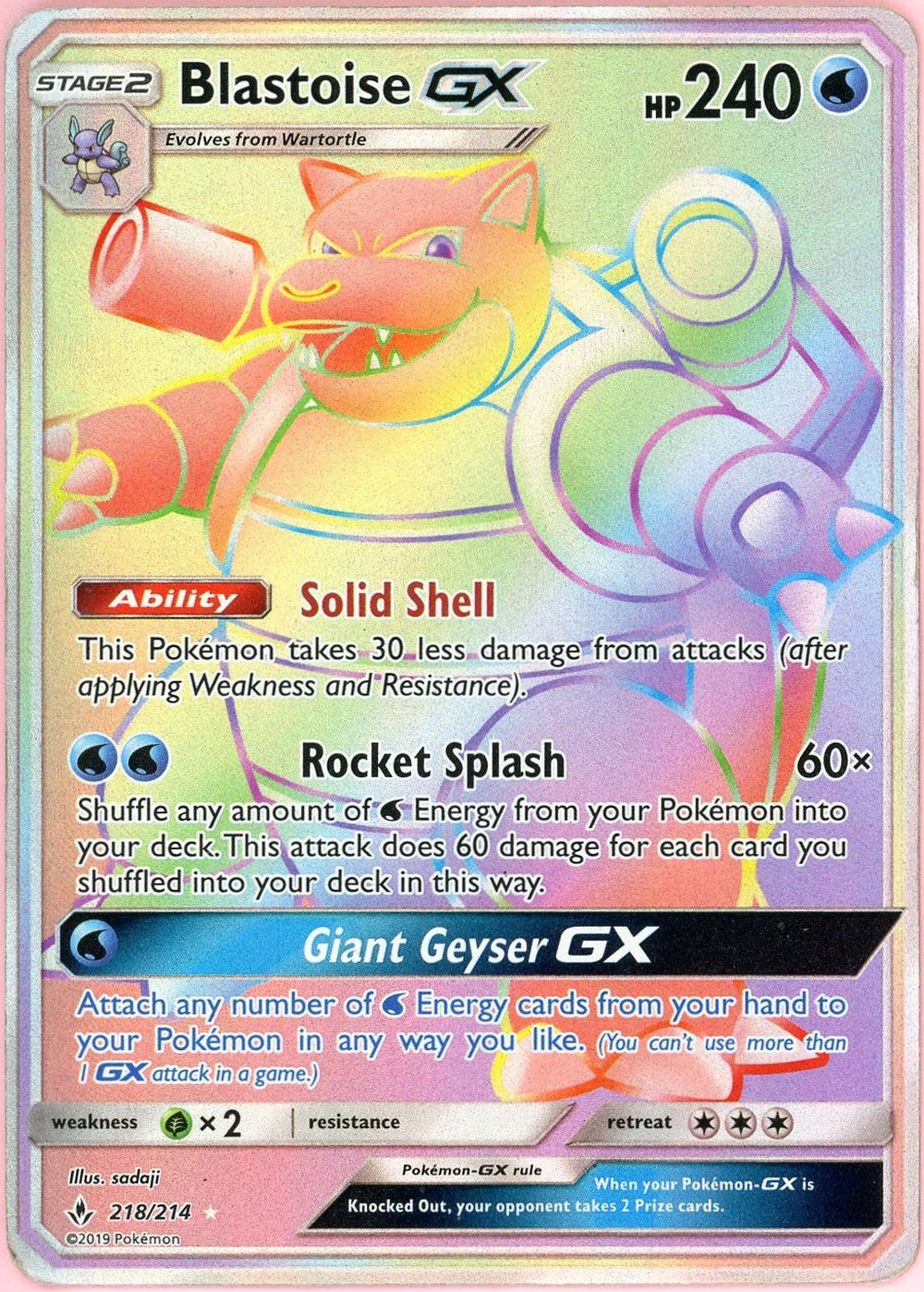 Pokemon Single: Blastoise GX 218/218 Unbroken Bonds (2019) Full Art HP