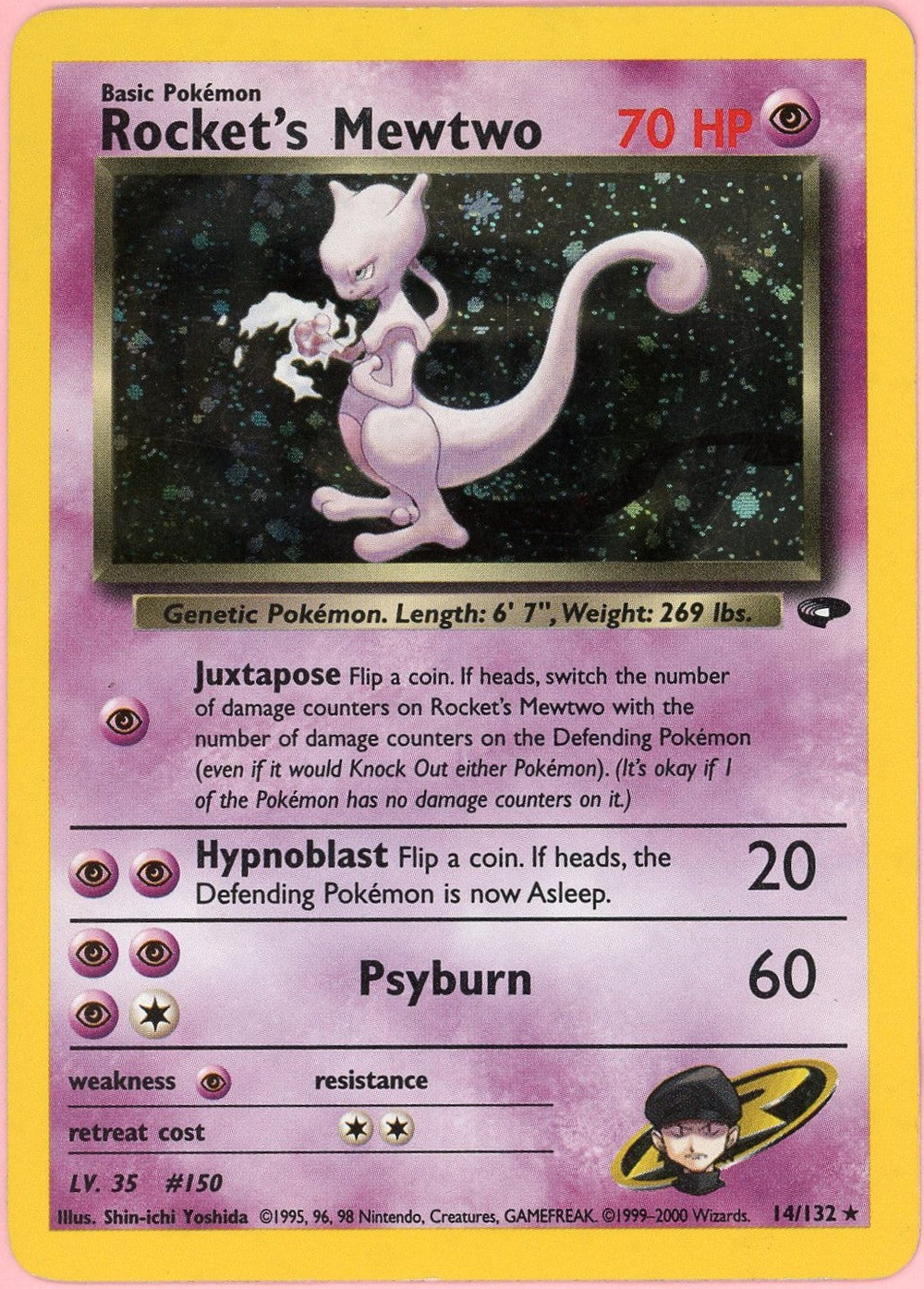 Pokemon Single: Rocket's Mewtwo 14/132 Gym Challenge (2000) Holo HP