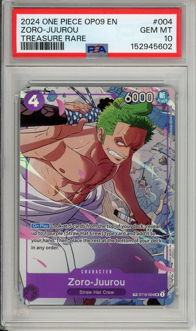 One Piece Graded: Zoro-Juurou ST18-004 Emperors In The New World Treasure Rare PSA 10