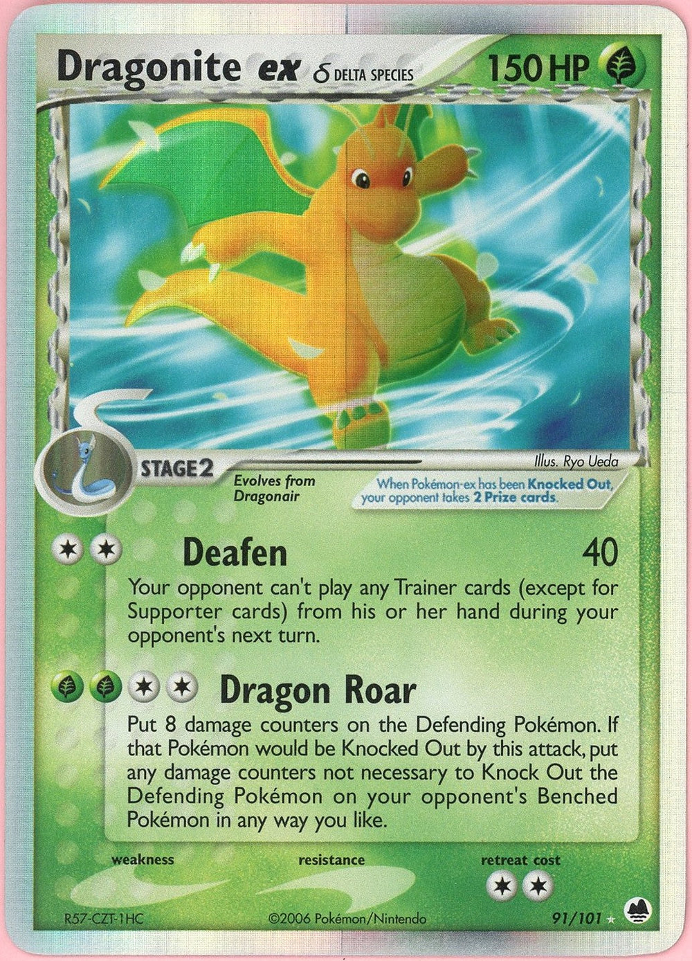 Pokemon Single: Dragonite ex 91/101 Delta Species Dragon Frontiers (2006) Holo LP