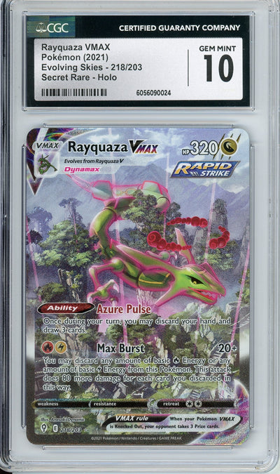 Pokemon Graded: Rayquaza VMAX 218/203 Evolving Skies (2021) Secret Rare CGC 10