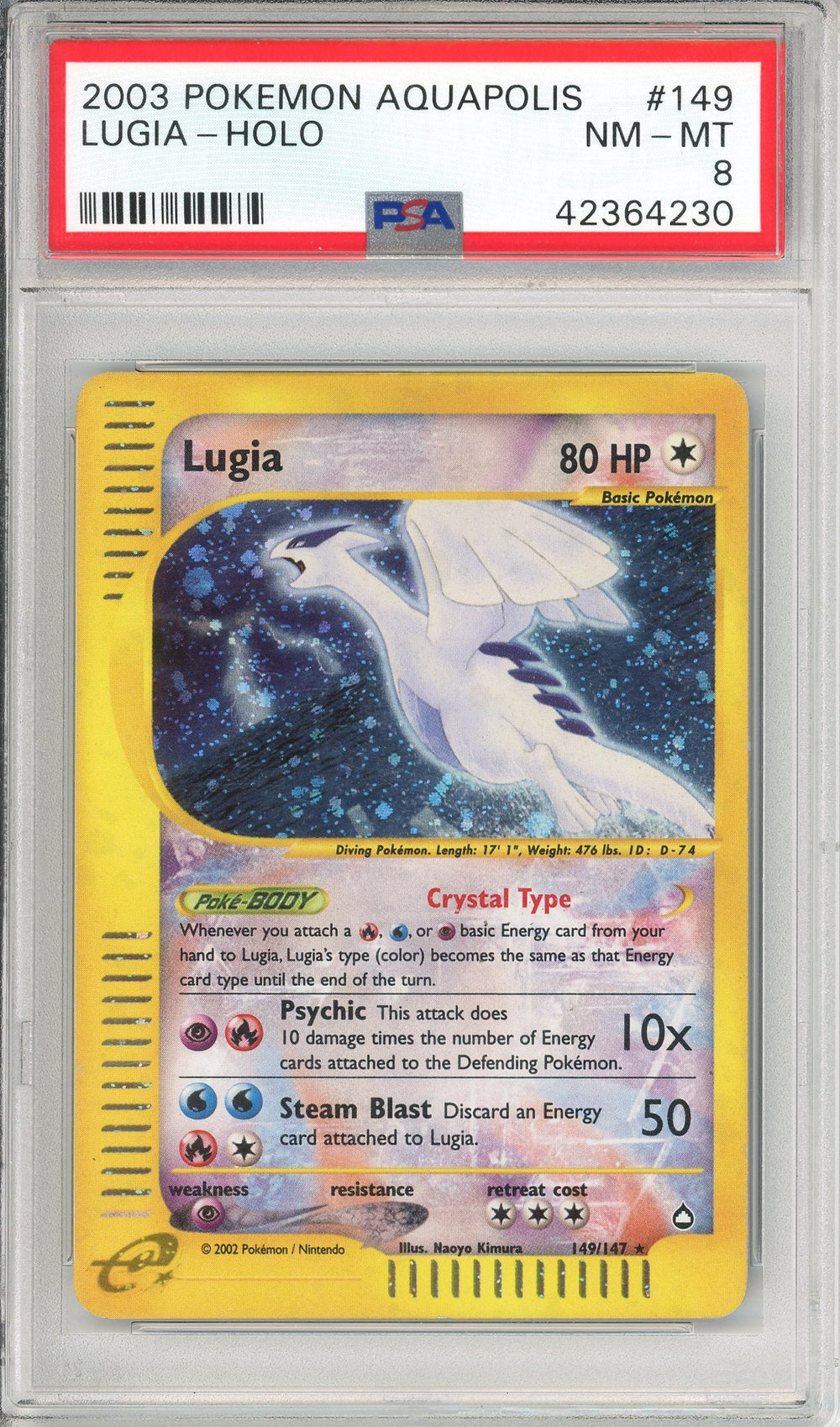 Pokemon Graded: Lugia 149/147 Aquapolis (2003) Holo PSA 8