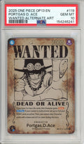 One Piece Graded: Portgas D. Ace Wanted Poster OP13-119 Alternate Art PSA 10