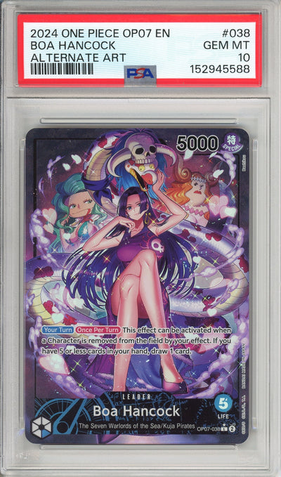 One Piece Graded: Boa Hancock OP07-038 500 Years In The Future Leader Alternate Art PSA 10