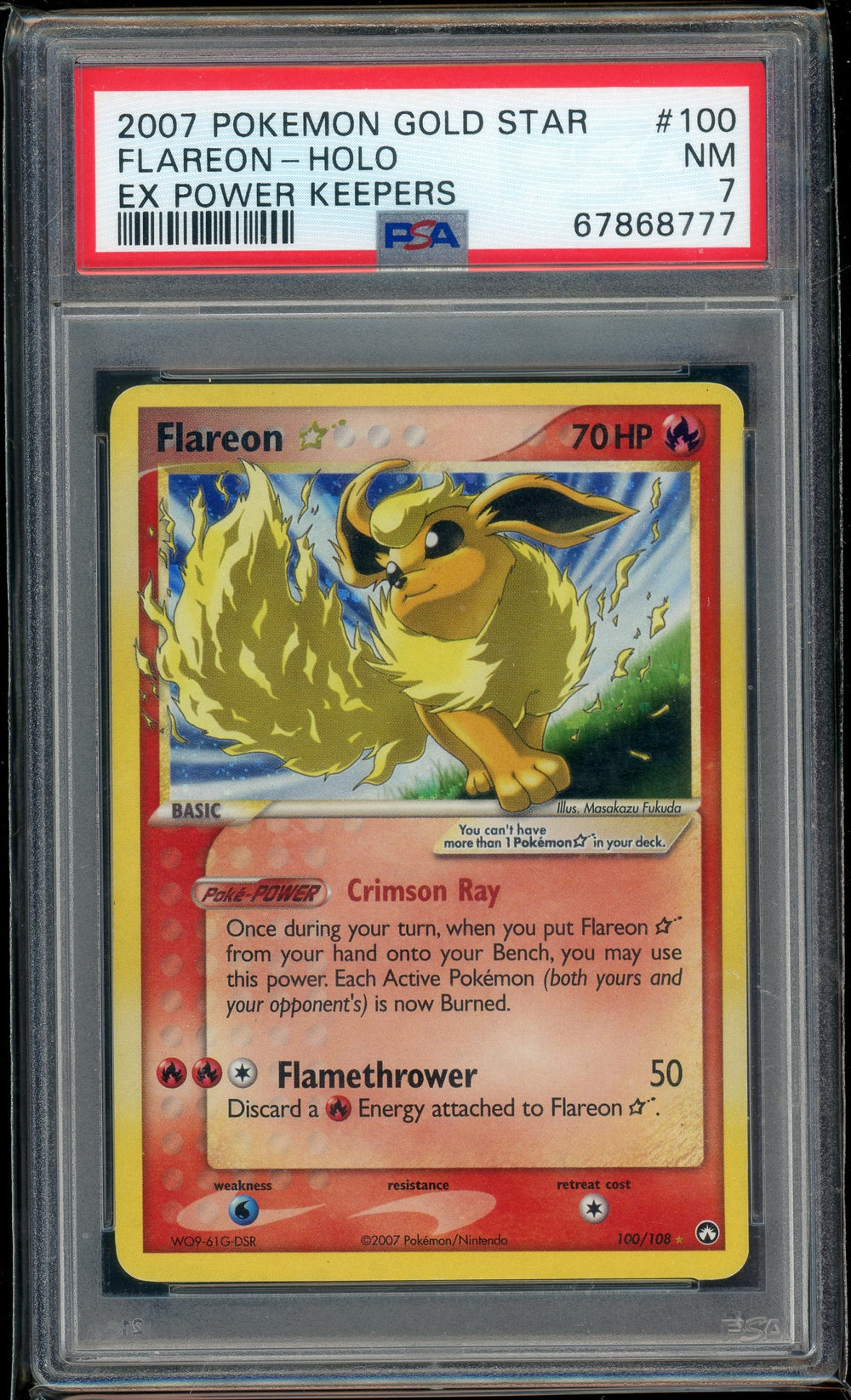PSA 7 FLAREON-HOLO EX POWER KEEPERS