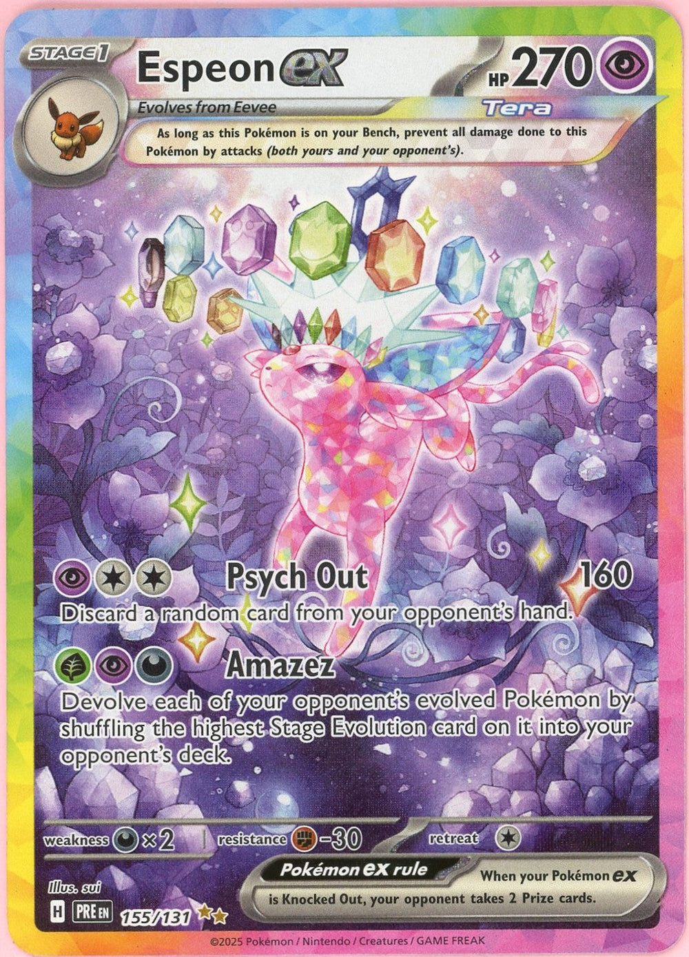 Pokemon Single: Espeon ex 155/131 Prismatic Evolutions (2025) SIR NM