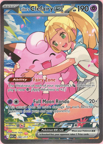 Pokemon Single: Lillie's Clefairy ex 280/217 Ascended Heroes (2026) SIR NM