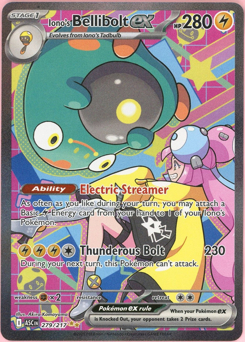 Pokemon Single: Iono's Bellibolt 279/217 Ascended Heroes (2026) SIR NM