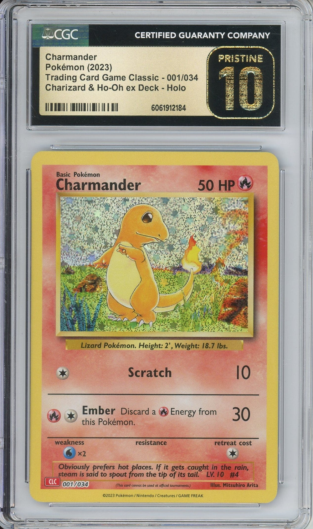 Pokemon Graded: Charmander 1/34 Classic Collection (2023) Holo CGC Pristine 10